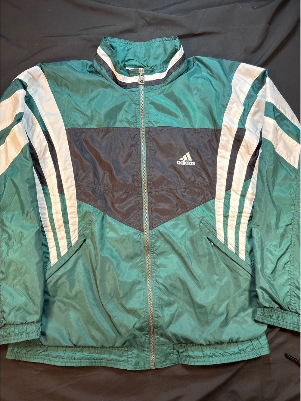 Vintage 1990’s Adidas Windbreaker Jacket Men’s M Retro Green and Black